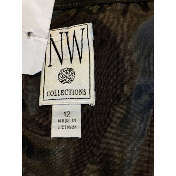 NW Collections Party Dress Spaghetti Strap Lined Black/Ivory Size 12 - Picture 5 of 12